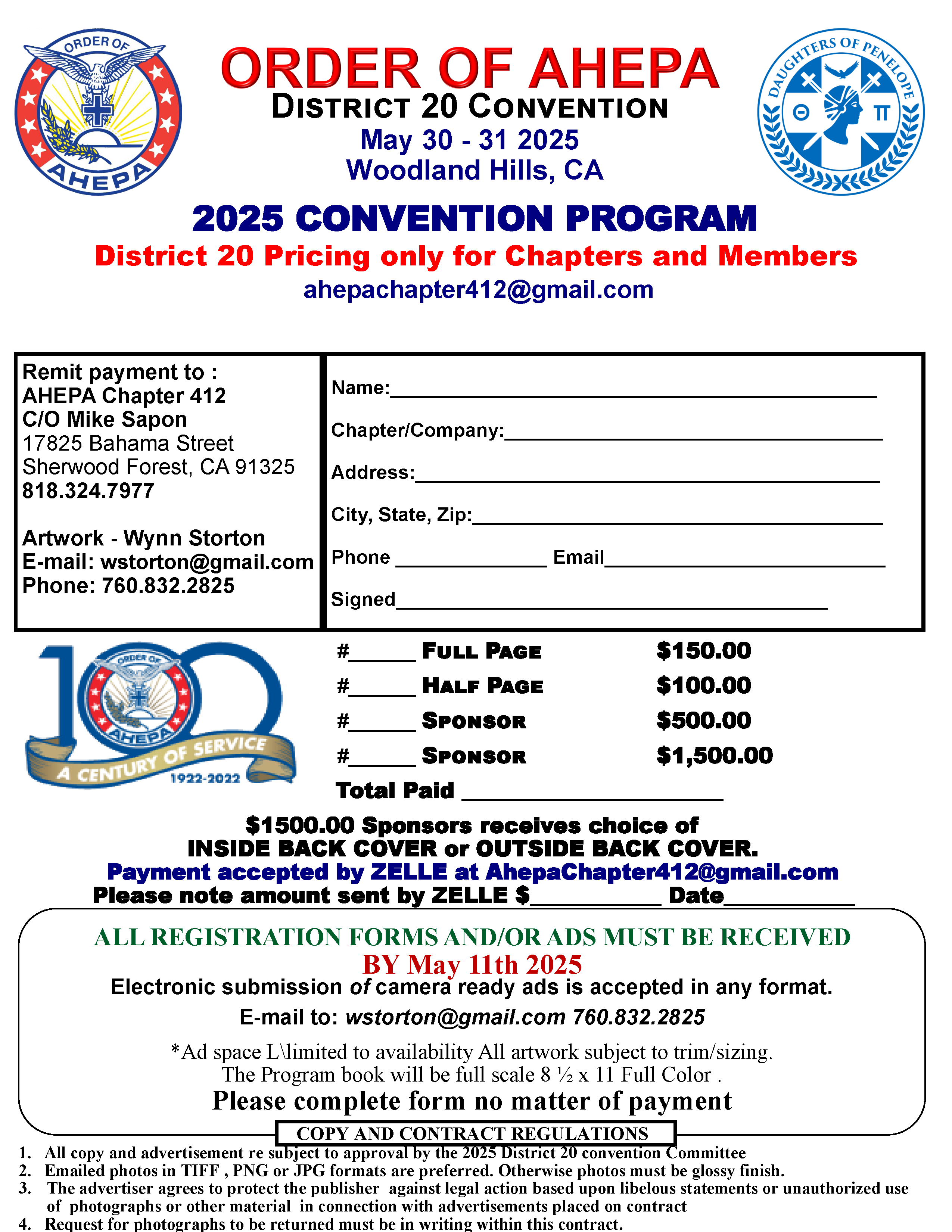 2025 District 20 Convention Registration